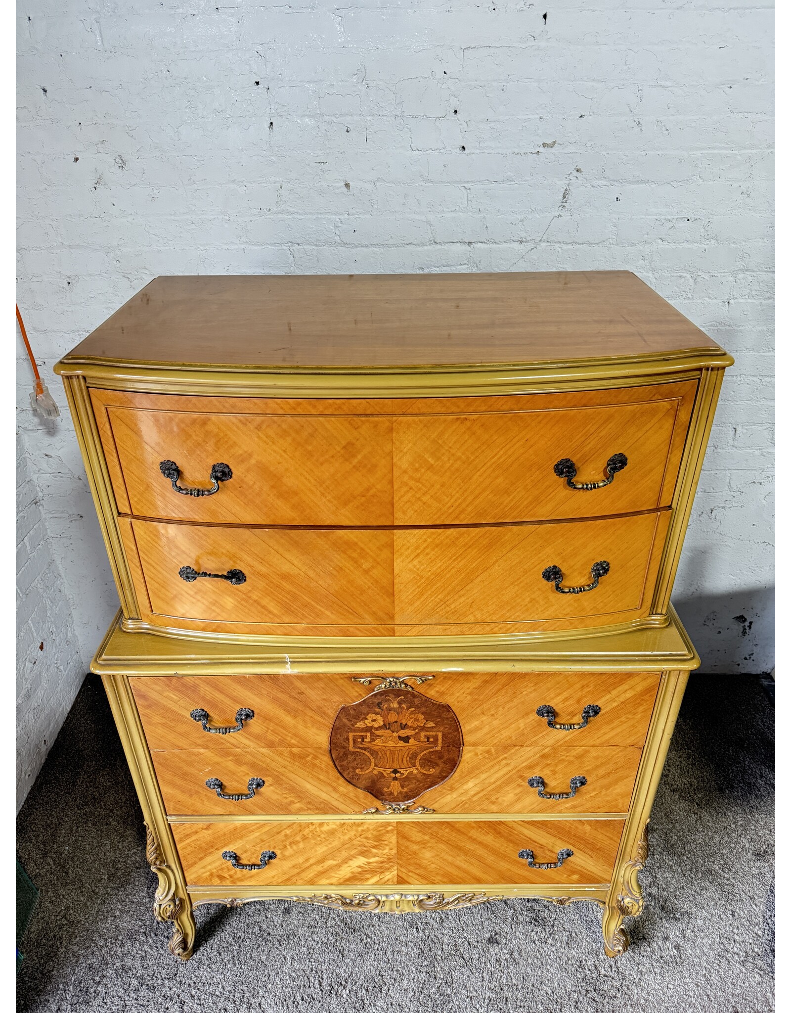Art Deco 5-Drawer Chest of Drawers in Goldish Yellow