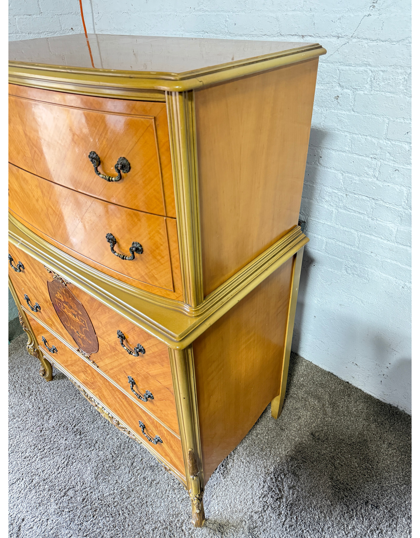 Art Deco 5-Drawer Chest of Drawers in Goldish Yellow