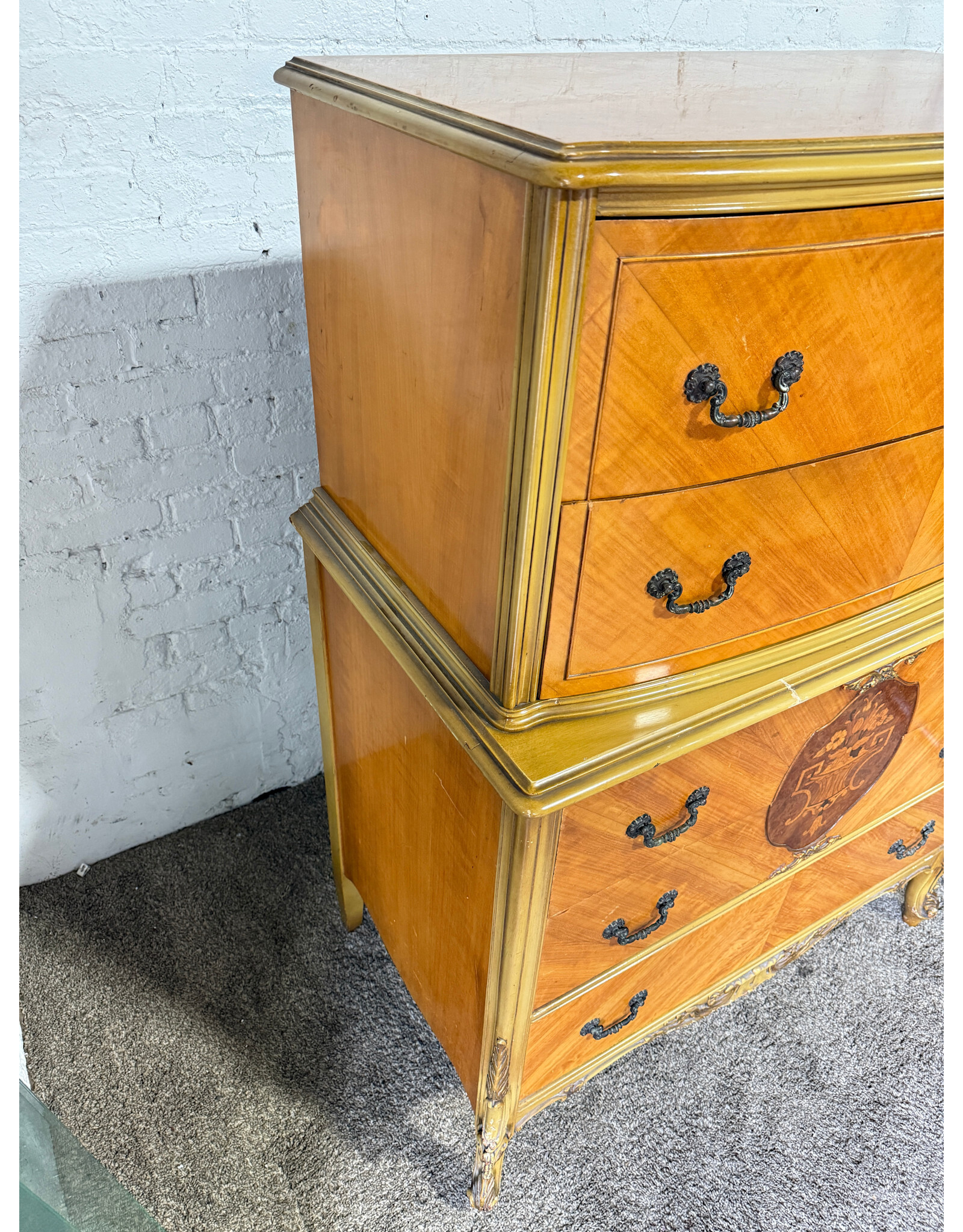 Art Deco 5-Drawer Chest of Drawers in Goldish Yellow