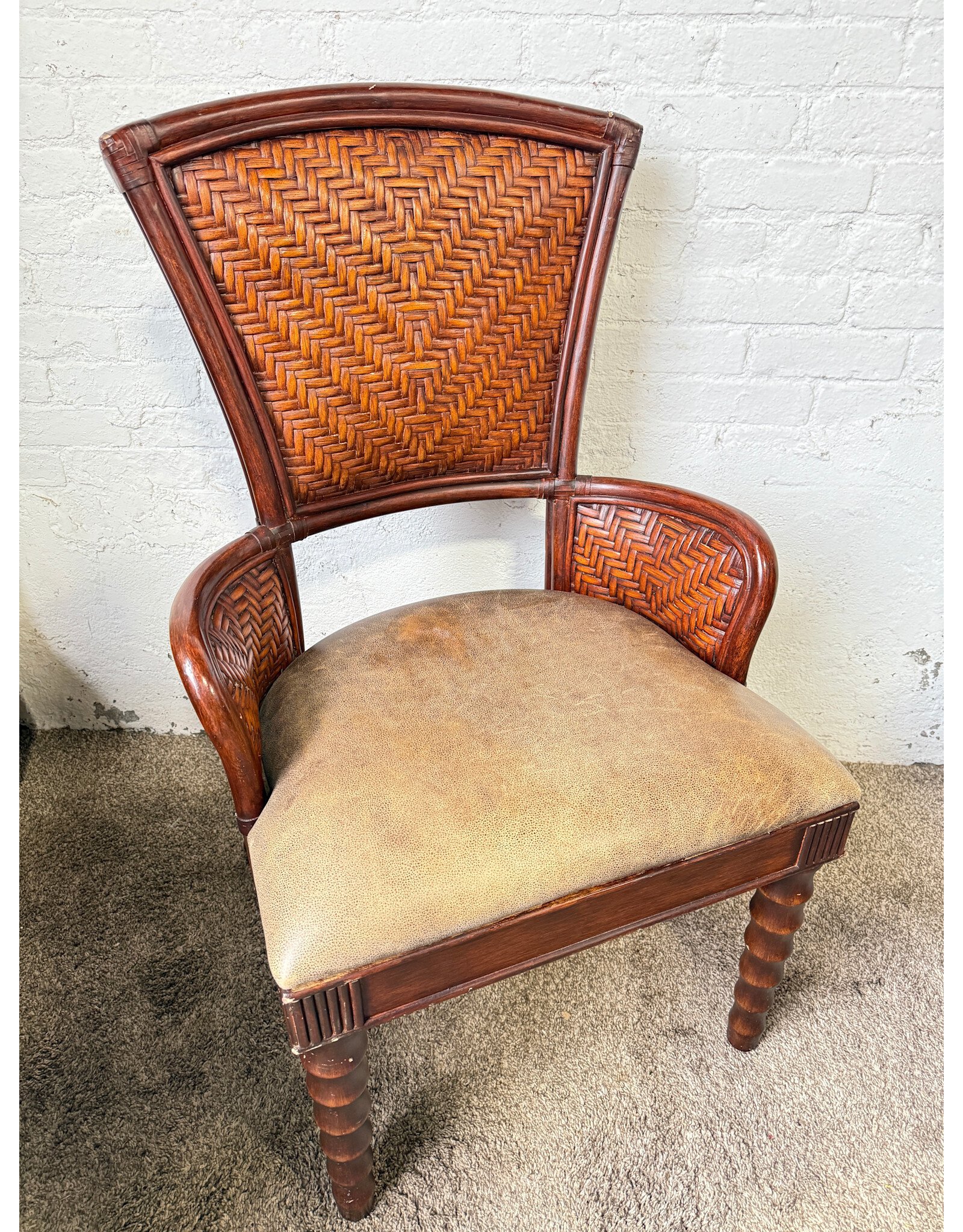 Neo Classical Wicker Back Arm Chair