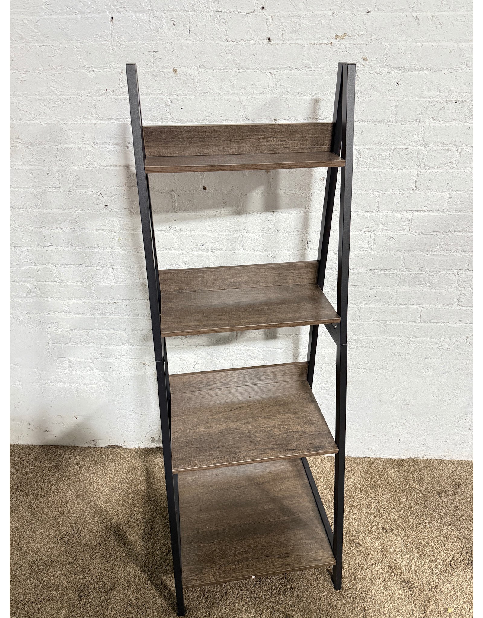 4 Tier Dark Brown Leaning Ladder Bookcase