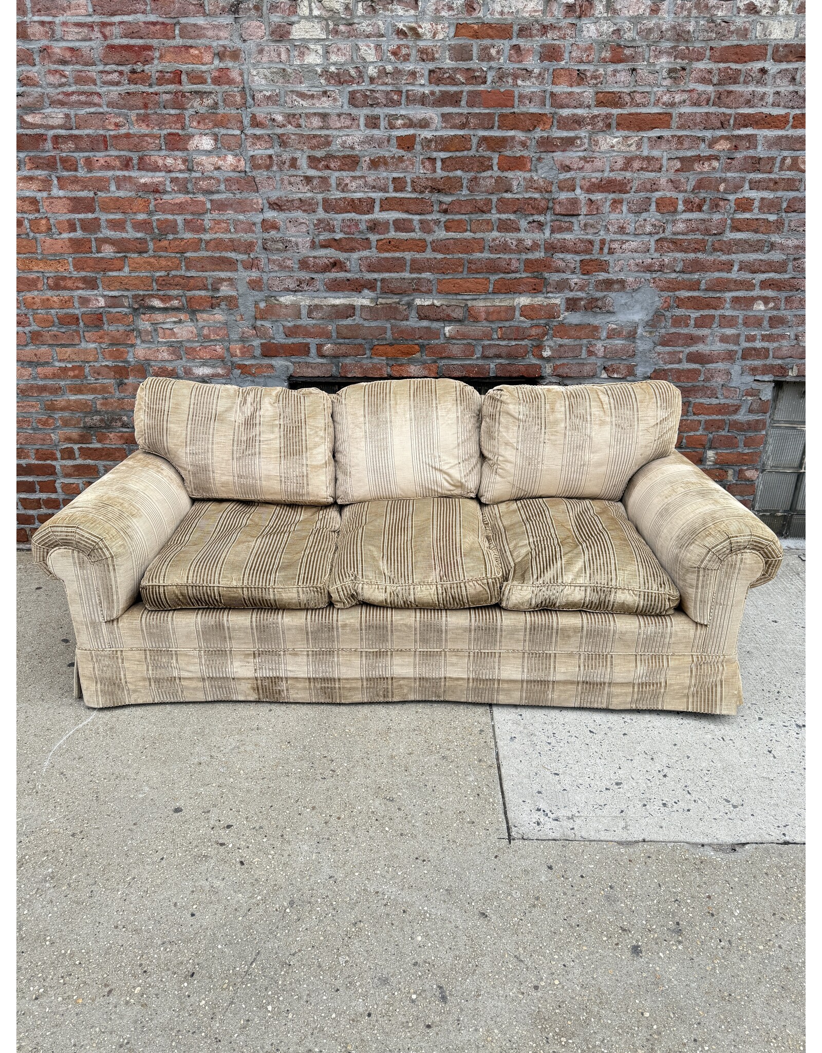 Beige Stripped 3-Seater Sofa