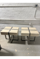 Stone & Metal Square Lamp Table