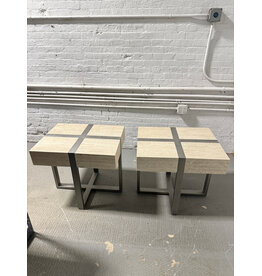 Stone & Metal Square Lamp Table