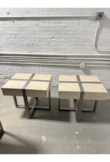 Stone & Metal Square Lamp Table