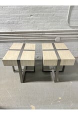 Stone & Metal Square Lamp Table