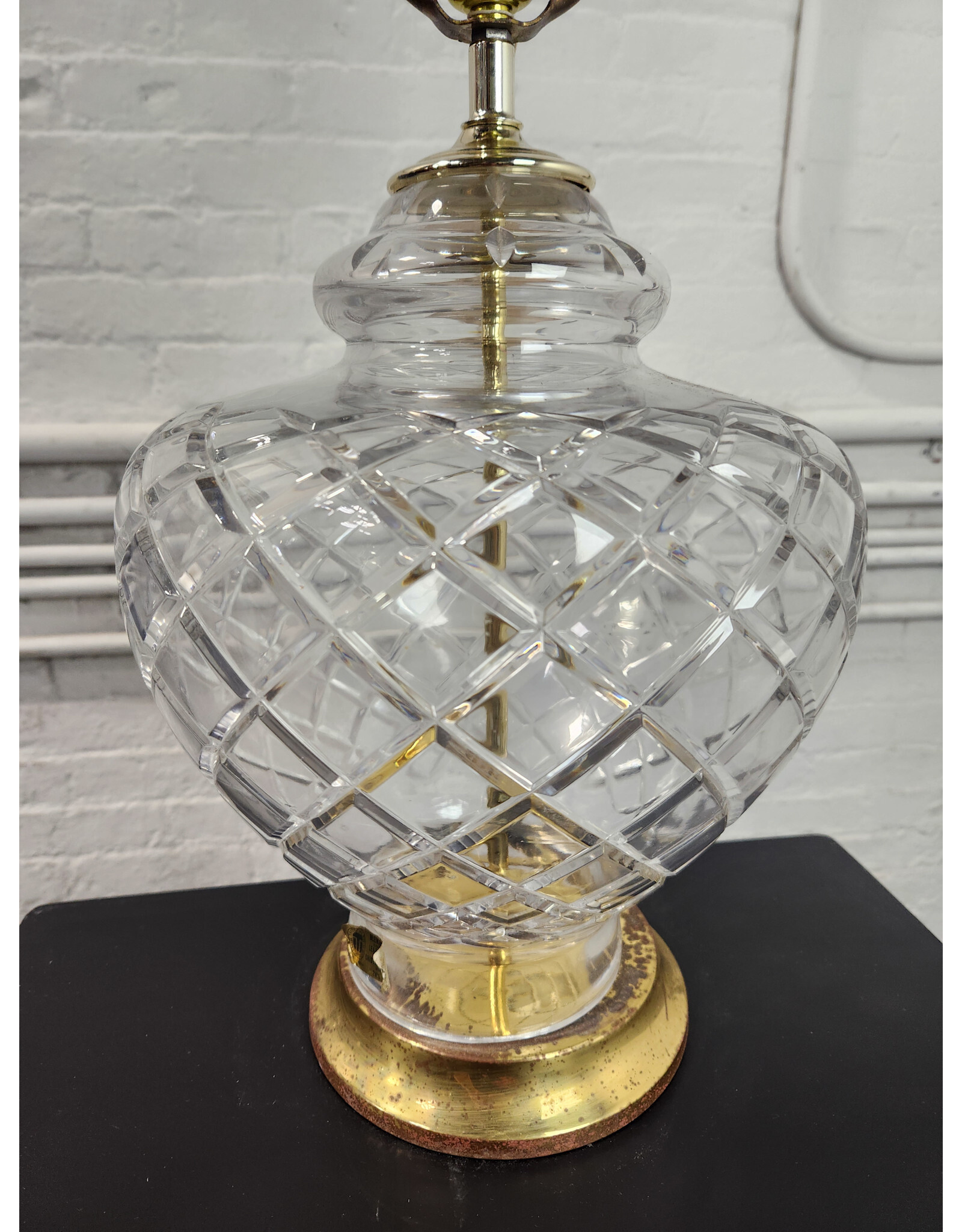 Vintage American Crystal Lamps Inc. Blown and Diamond Cut Full Lead Crystal Table Lamp