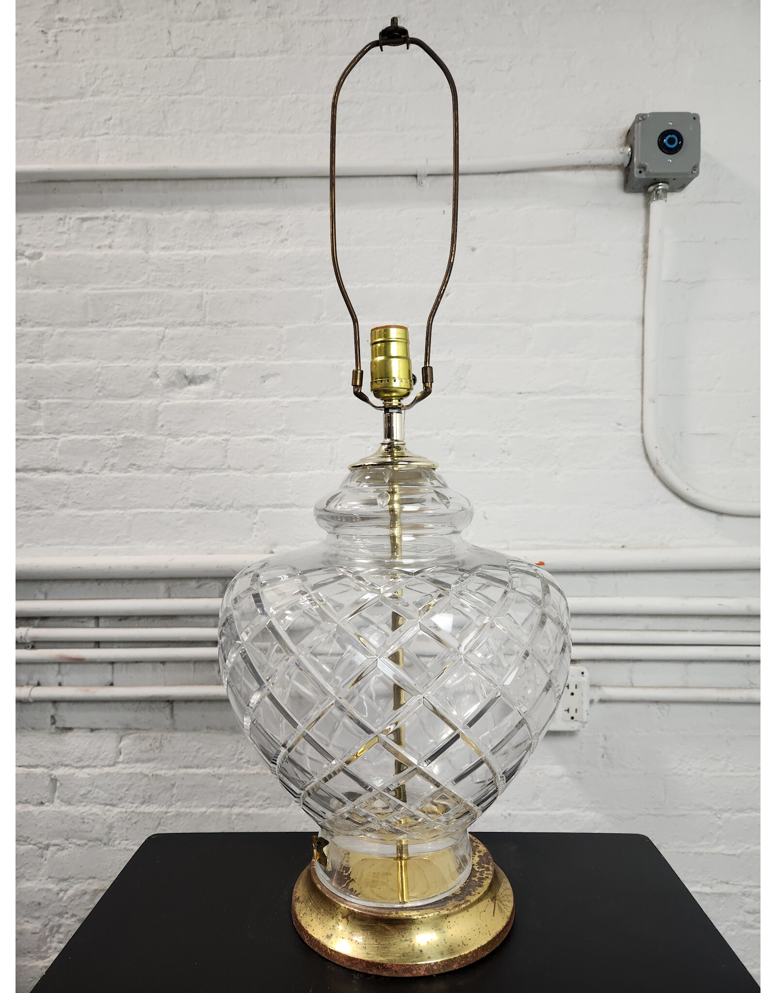 Vintage American Crystal Lamps Inc. Blown and Diamond Cut Full Lead Crystal Table Lamp