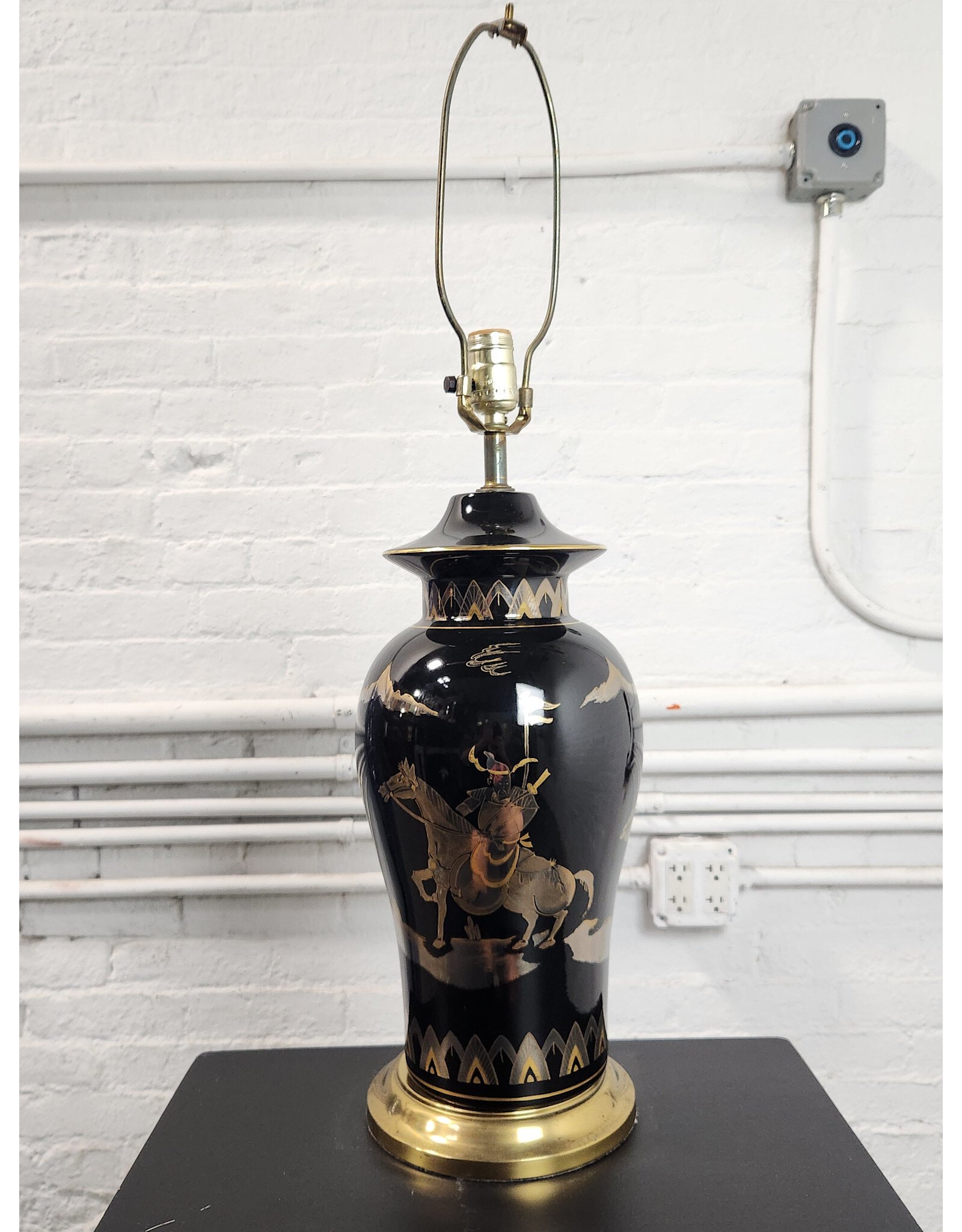 MCM Famille Noir Ginger Jar Black and Gold Table Lamp