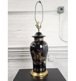 MCM Famille Noir Ginger Jar Black and Gold Table Lamp