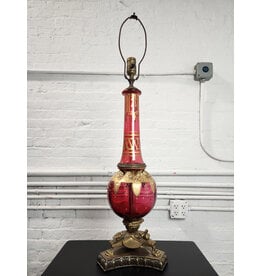 Antique Cranberry Glass Table Lamp