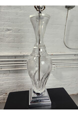 Vintage Acrylic and Floral Cut Glass Table Lamp