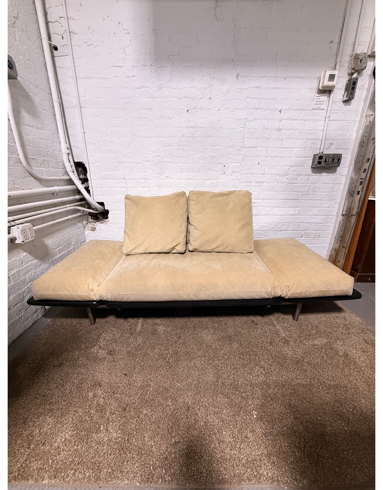 Dema Rataplan Sofa in Tan Suede