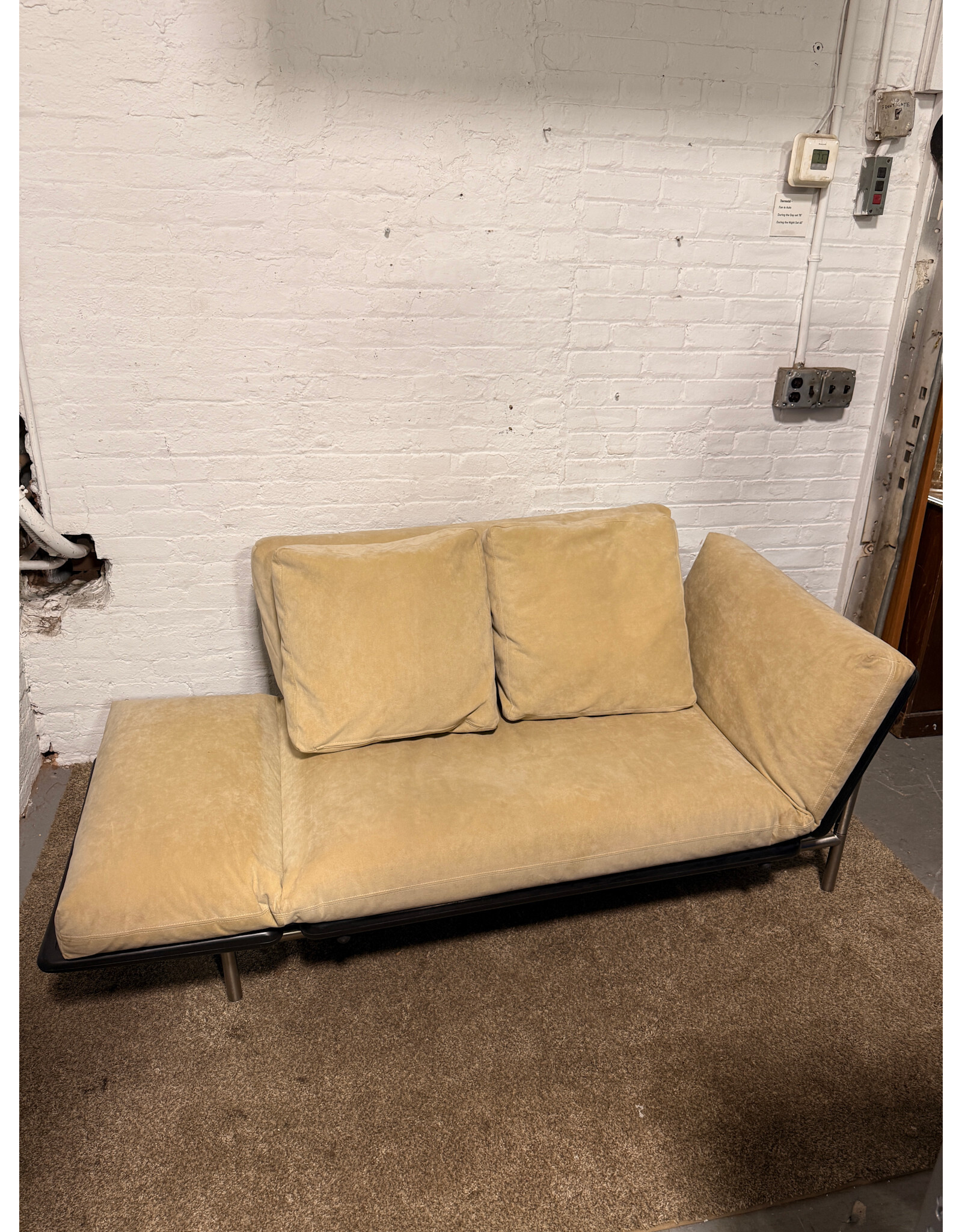 Dema Rataplan Sofa in Tan Suede