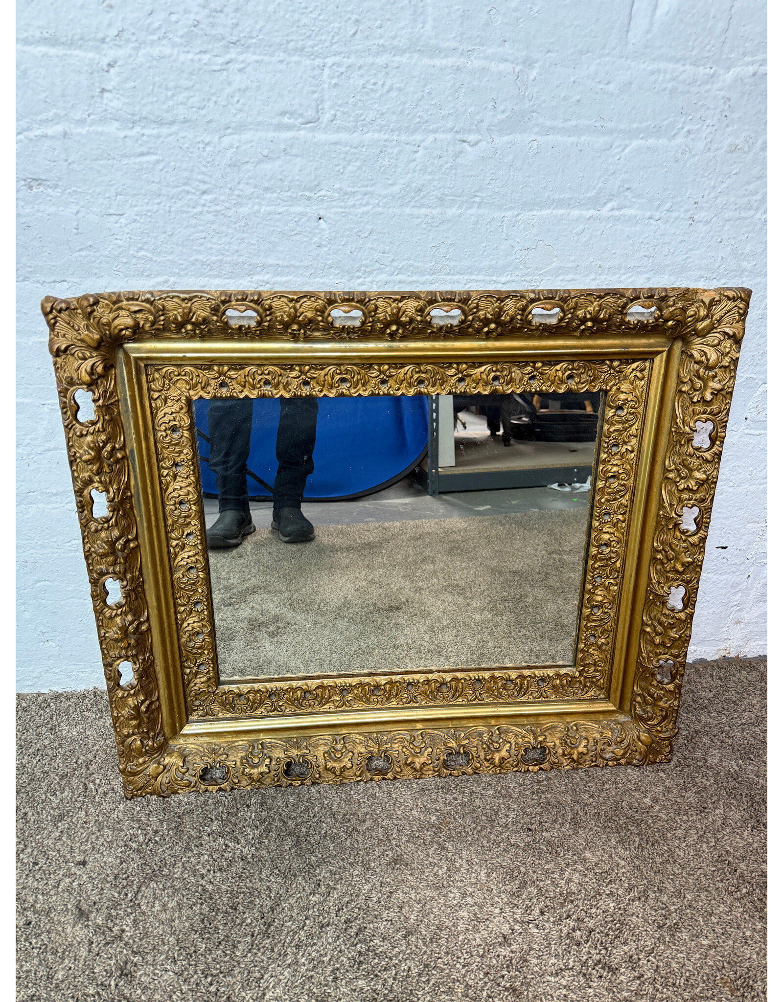 Antique Ornate Gold Gilt Wood Hanging Mirror