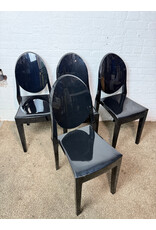 Kartell Style Glossy Black Ghost Chair, Stackable