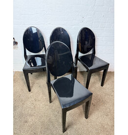 Kartell Style Glossy Black Ghost Chair, Stackable