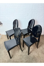Kartell Style Glossy Black Ghost Chair, Stackable