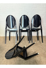 Kartell Style Glossy Black Ghost Chair, Stackable
