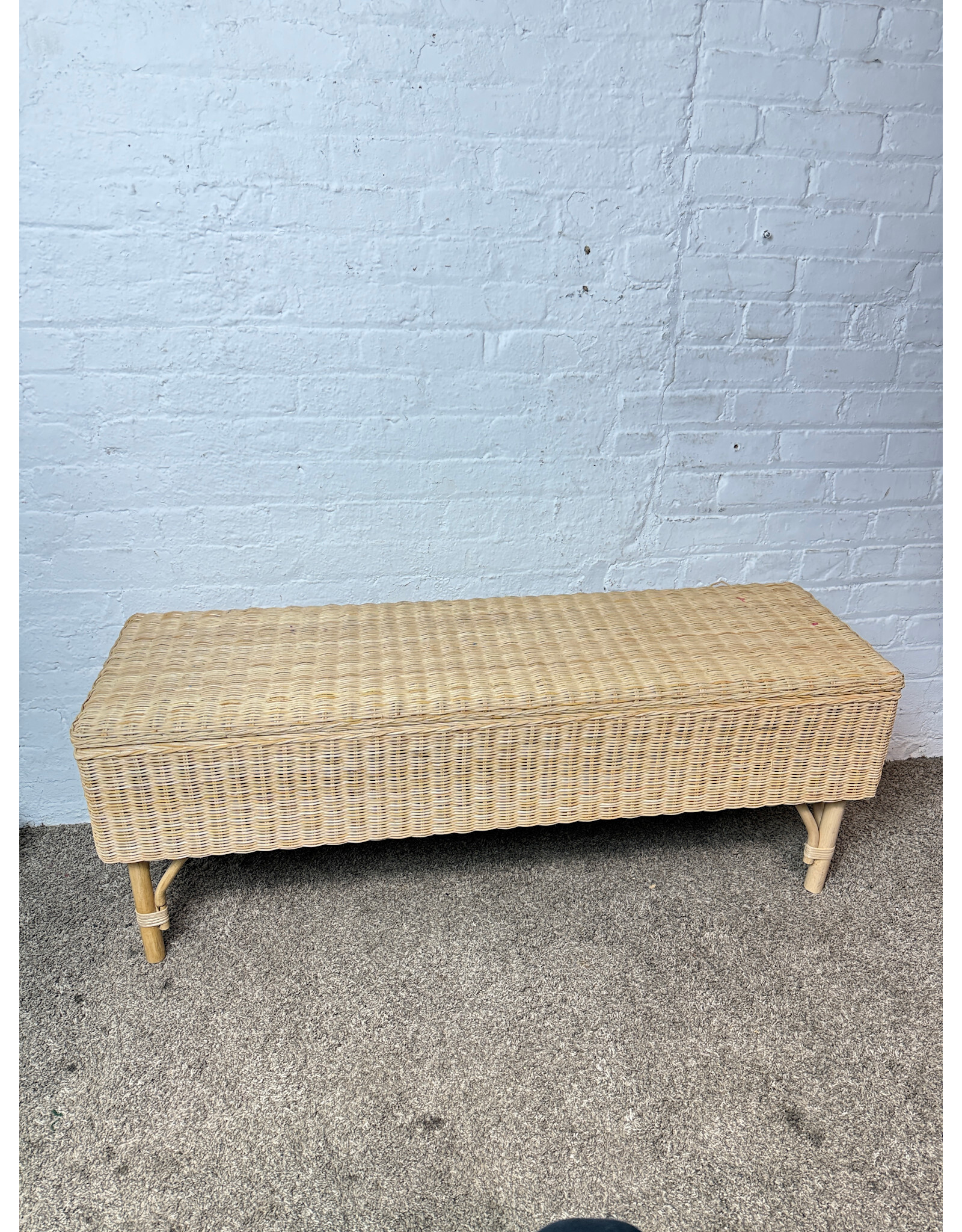 Ikea Tolkning Bench with Storage in Rattan