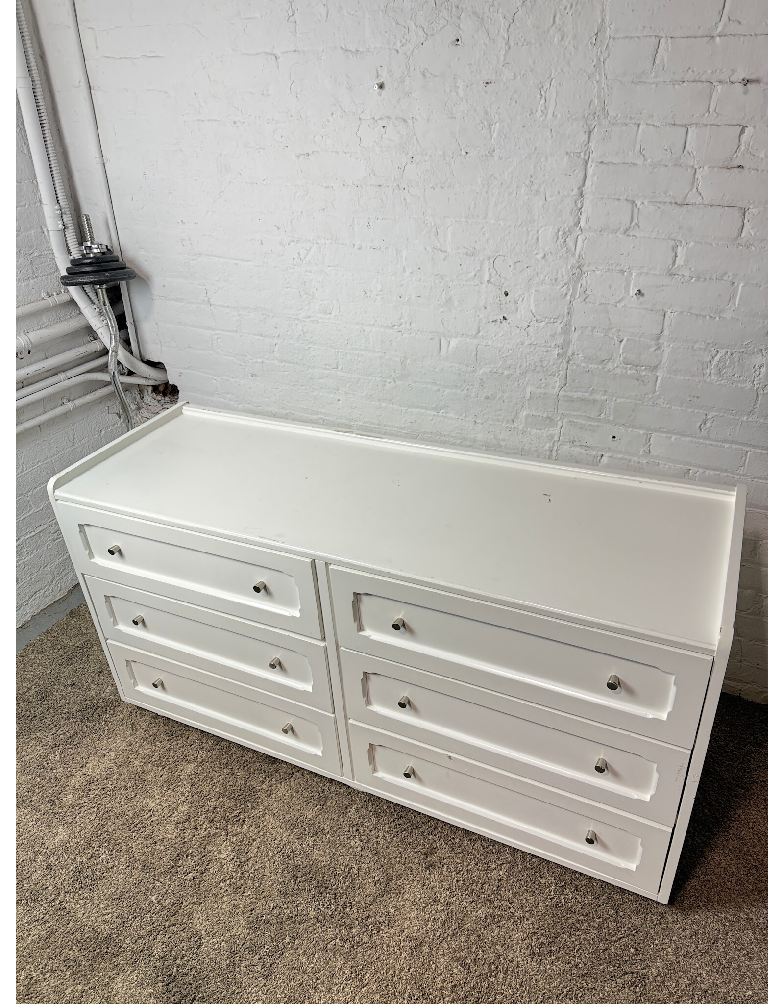 Modern White Wood 6-Drawer Dresser
