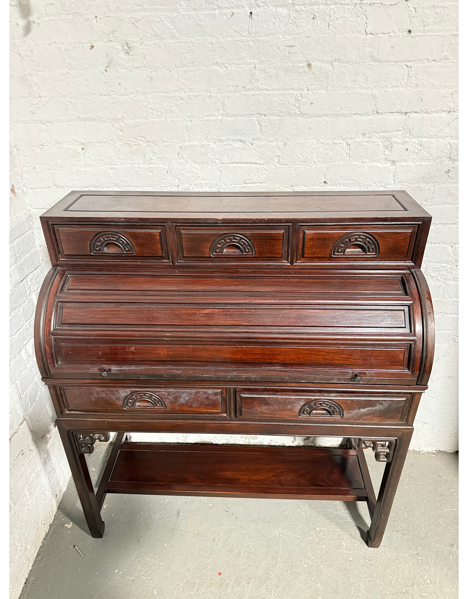 Antique Hardwood Cylinder Desk