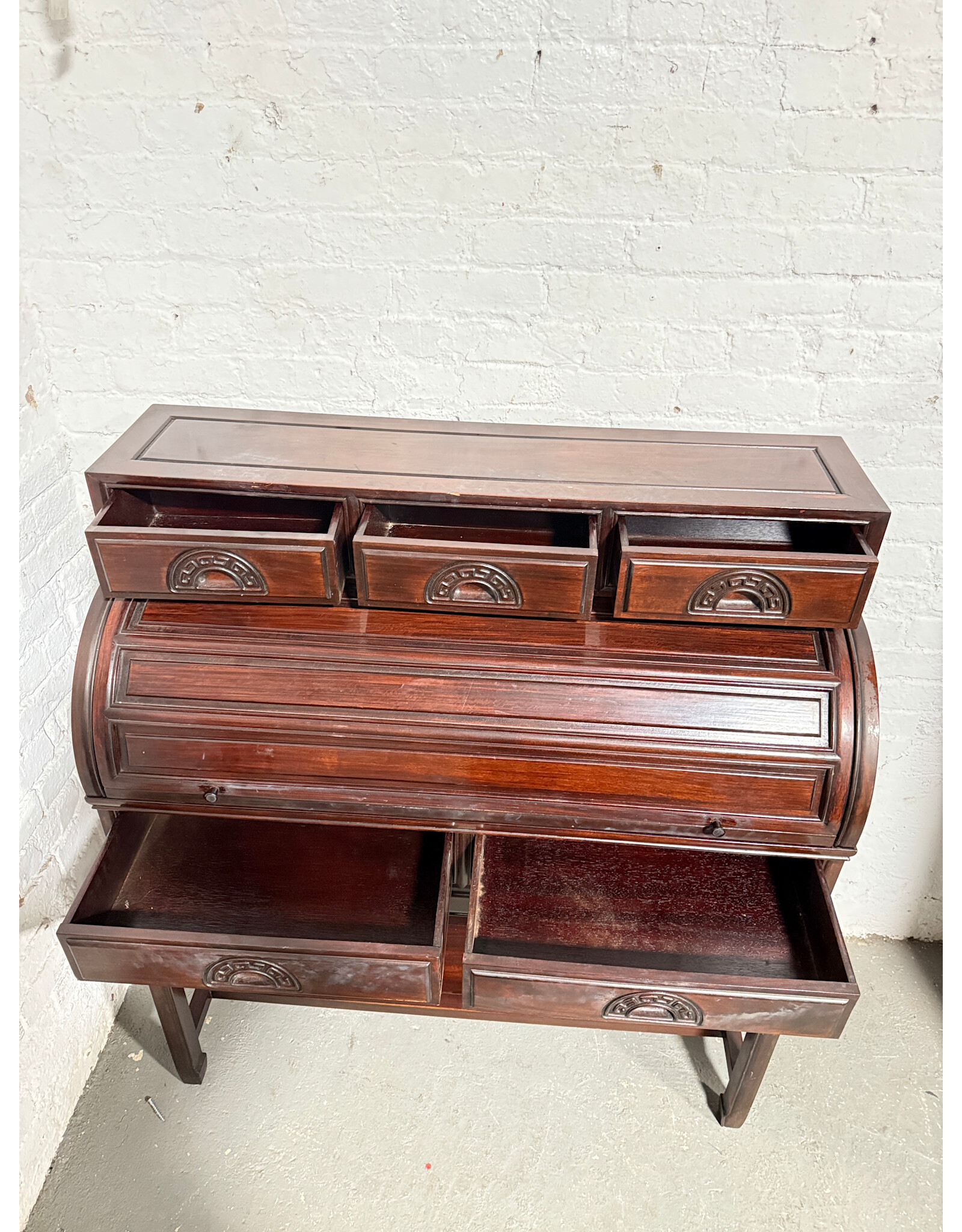 Antique Hardwood Cylinder Desk