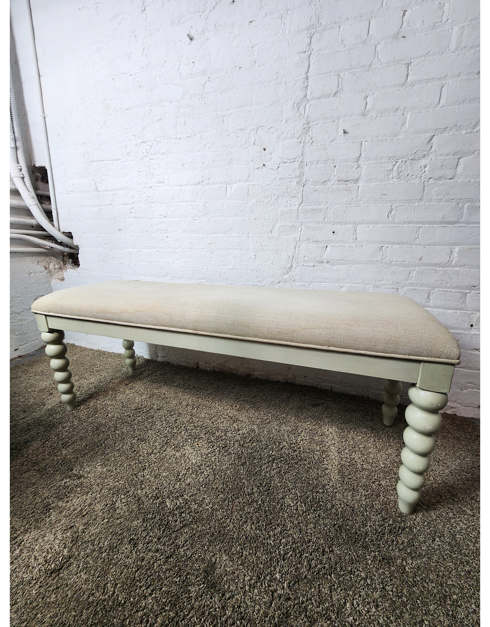 Beige Upholstered Bench