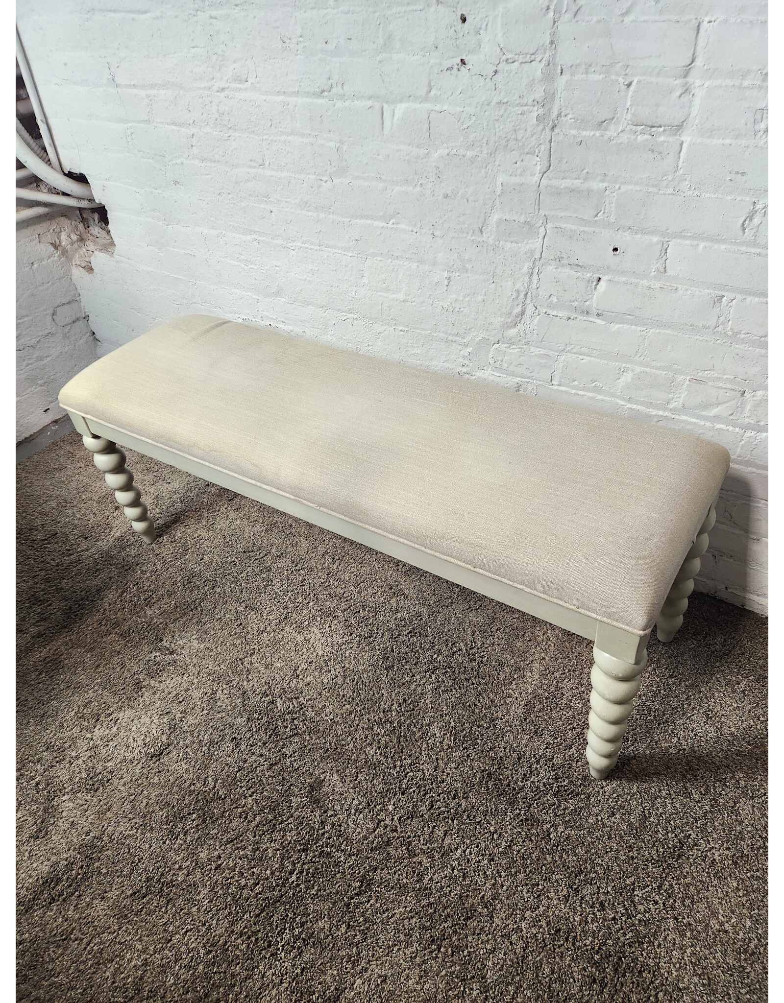 Beige Upholstered Bench