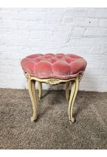 Vintage Louis XV Pink Velvet Tufted Ottoman