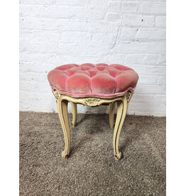 Vintage Louis XV Pink Velvet Tufted Ottoman