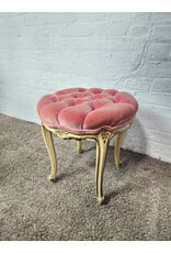 Vintage Louis XV Pink Velvet Tufted Ottoman