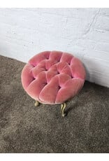 Vintage Louis XV Pink Velvet Tufted Ottoman