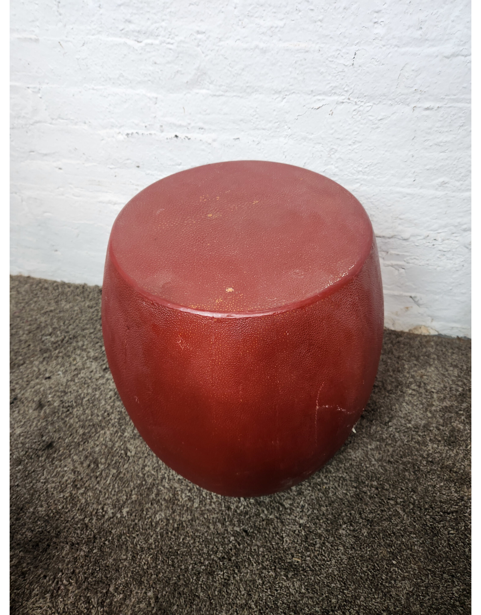 Red Shagreen Barrel Stool