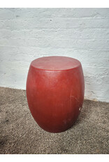 Red Shagreen Barrel Stool