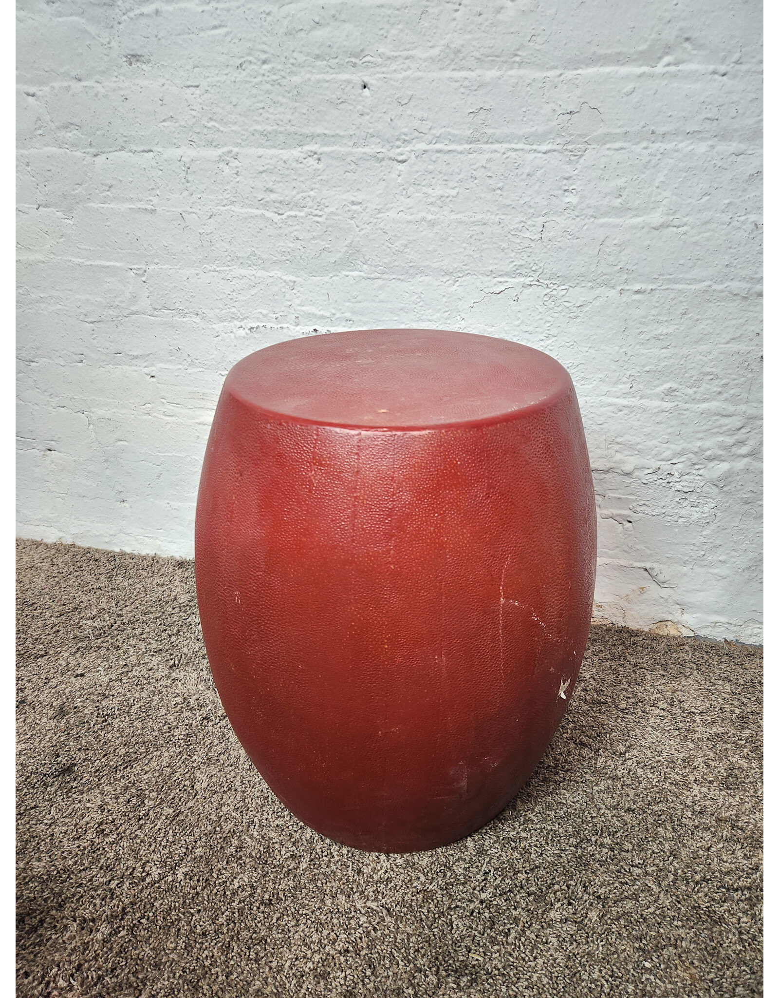 Red Shagreen Barrel Stool