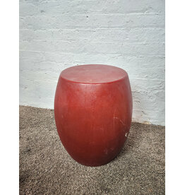 Red Shagreen Barrel Stool