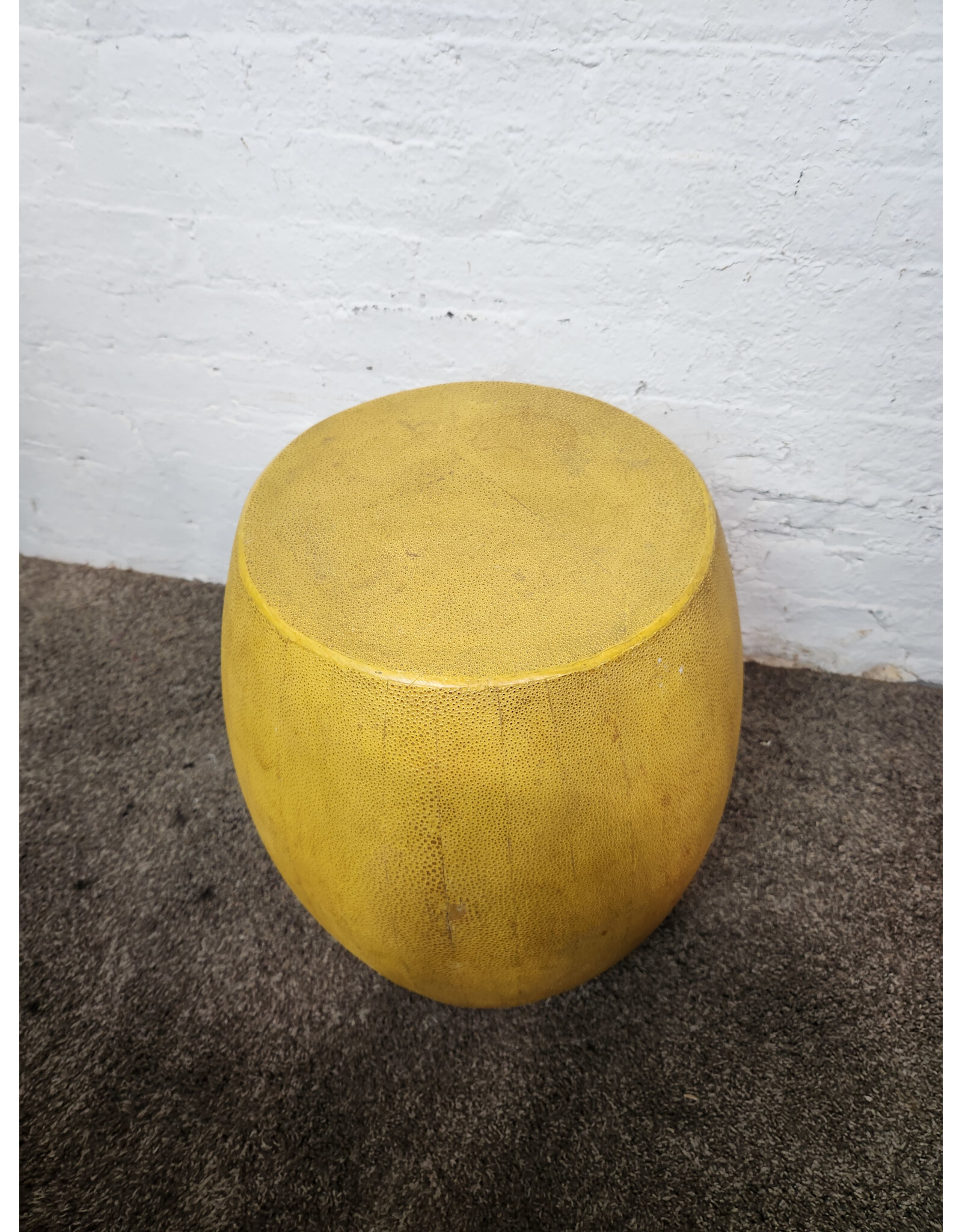 Yellow Shagreen Barrel Stool