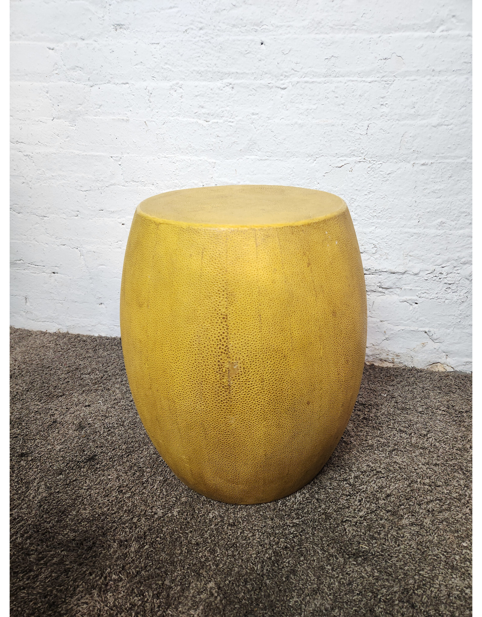 Yellow Shagreen Barrel Stool
