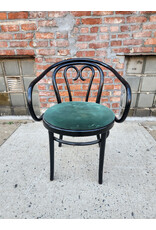 Green Velvet Upholstered Seat Bentwood Captains Chair
