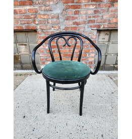 Green Velvet Upholstered Seat Bentwood Captains Chair