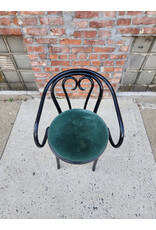 Green Velvet Upholstered Seat Bentwood Captains Chair