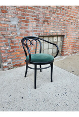 Green Velvet Upholstered Seat Bentwood Captains Chair