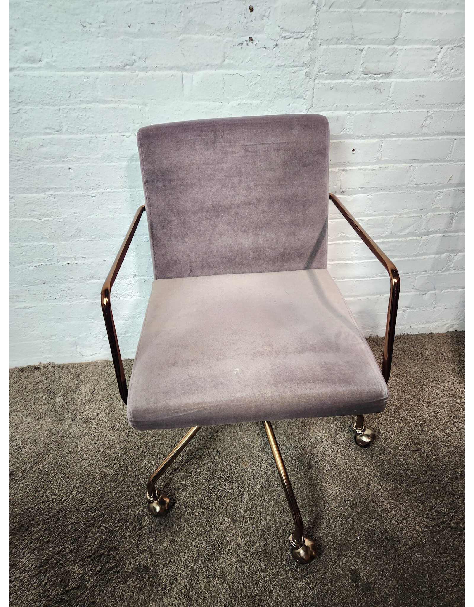 CB2 Rouka Velvet Rolling Office Chair