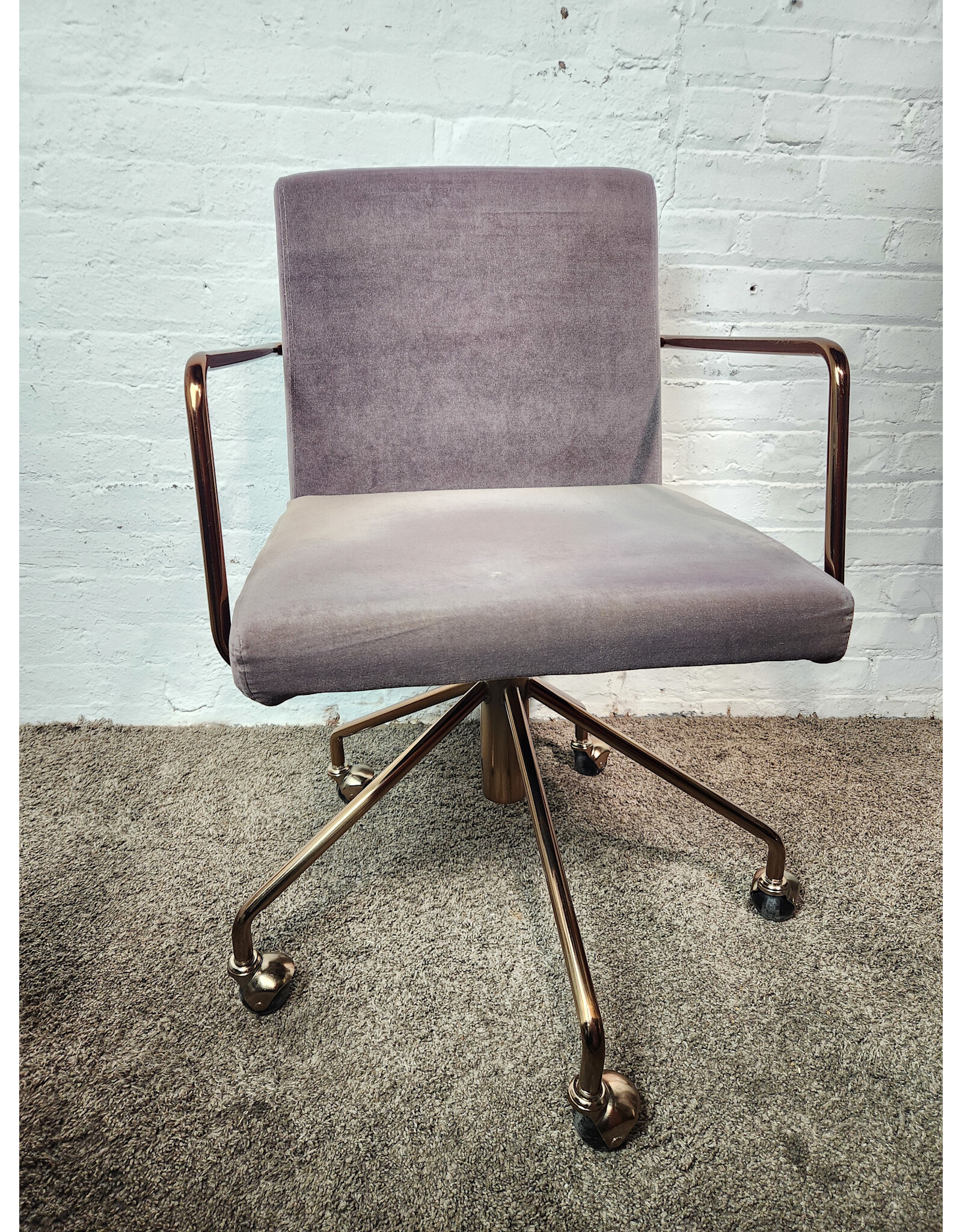 CB2 Rouka Velvet Rolling Office Chair