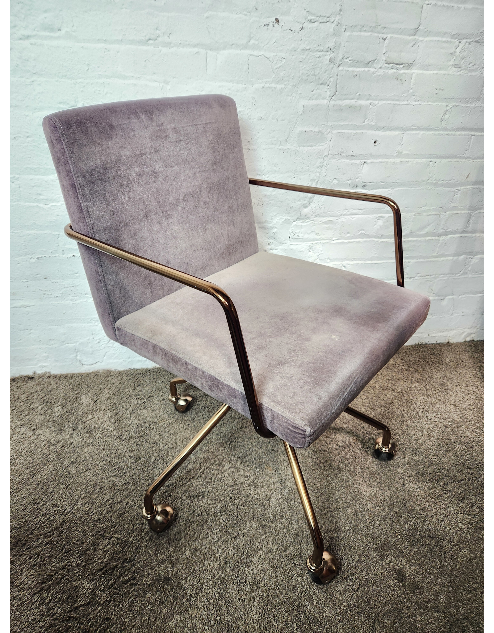 CB2 Rouka Velvet Rolling Office Chair