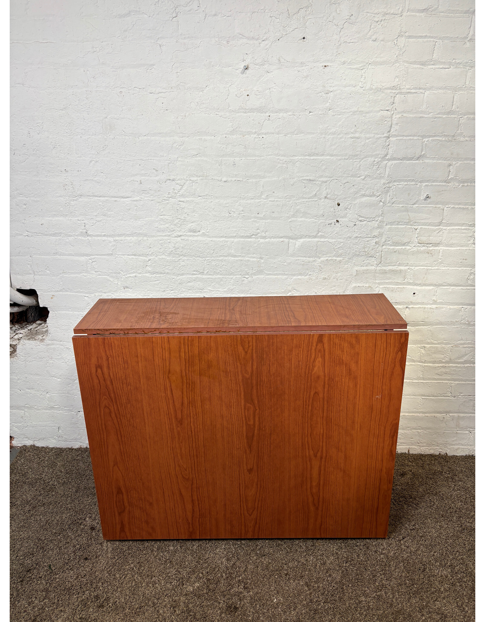 Mid-Century Style Modern Faux Teak Drop-leaf Dining Table