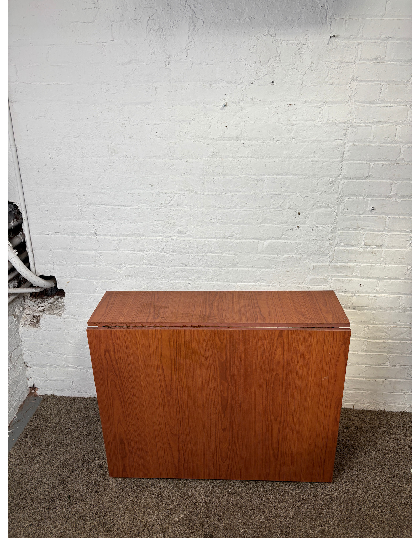 Mid-Century Style Modern Faux Teak Drop-leaf Dining Table