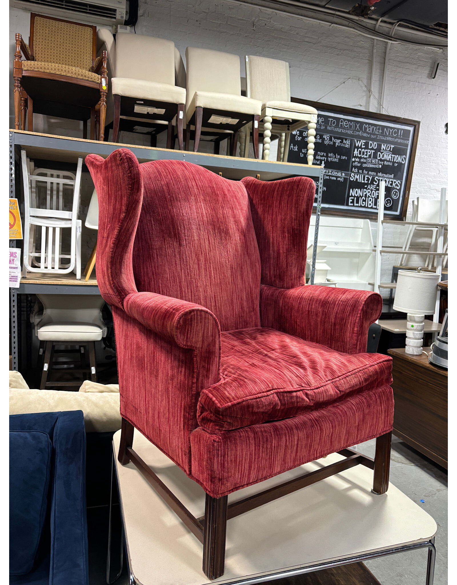 Burgundy Wingback Chair