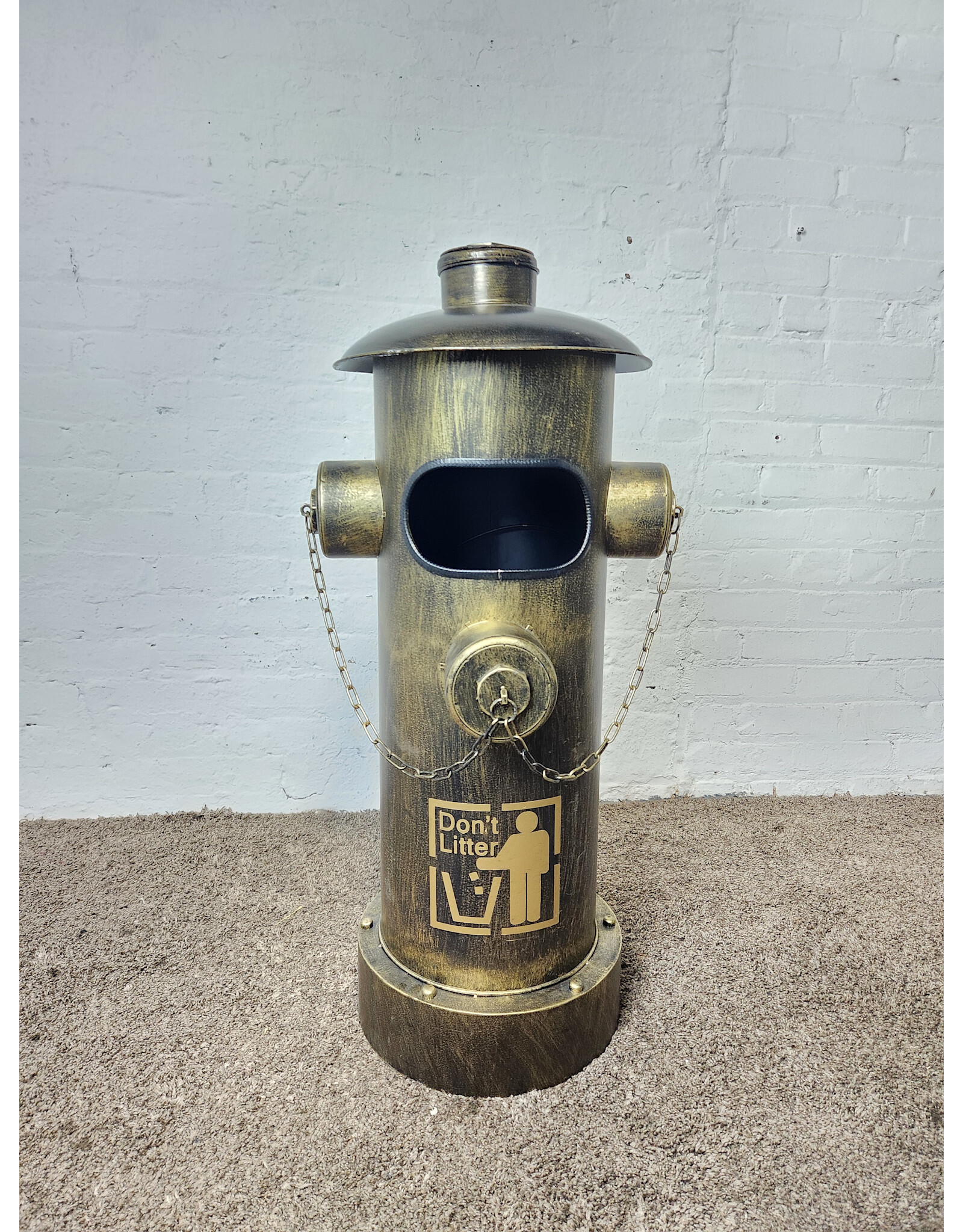Industrial Bronze Painted Fire Hydrant Novelty Trash Can